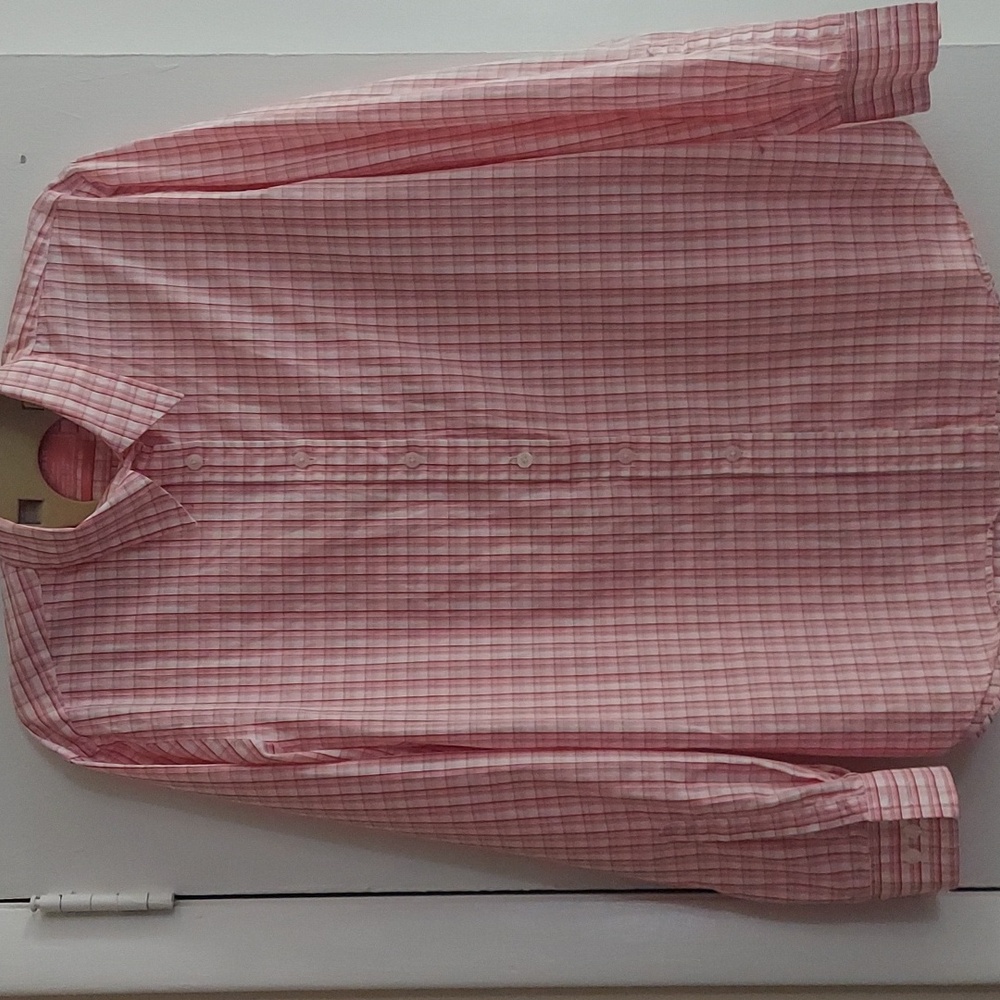 Charles Tyrwhitt Womens Pink White Stripe Button Down Blouse Shirt Sz 14